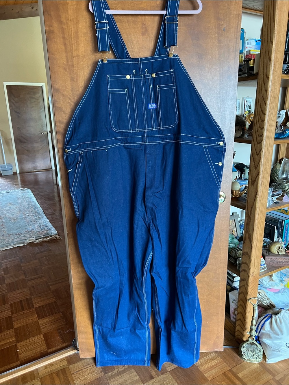 SMITH Men's Dark Blue Relaxed Denim Overalls